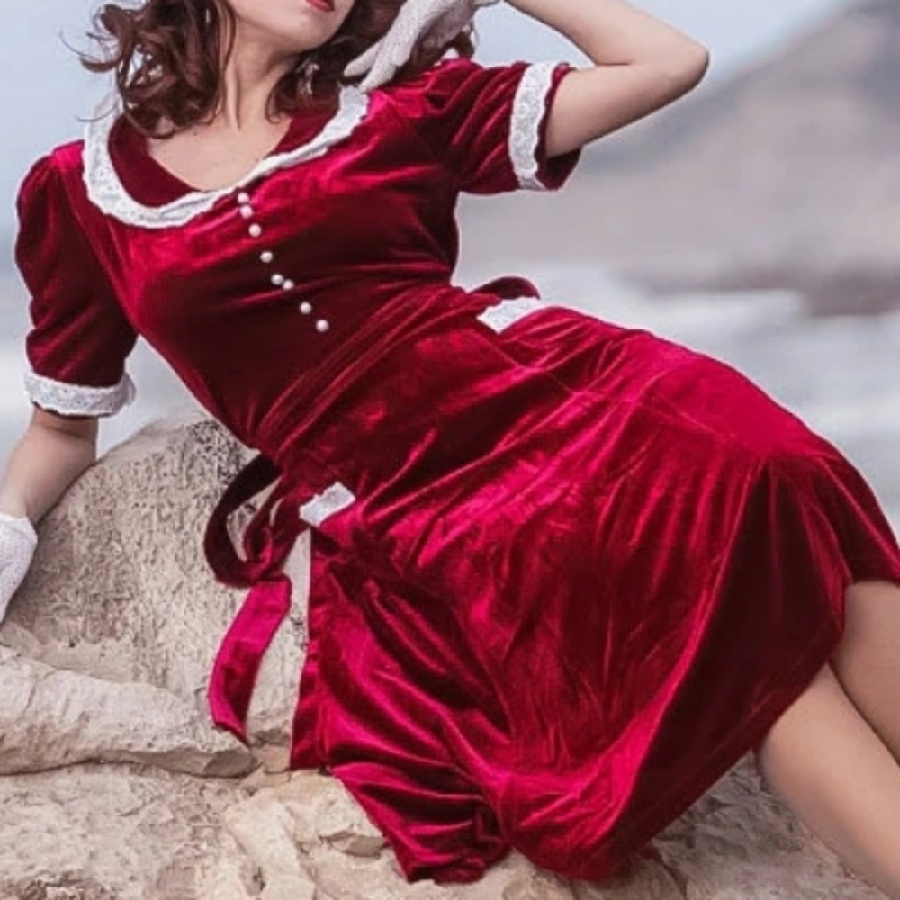 Nicoletta Carlone burgundy velvet vintage dress